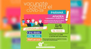 ¡La pandemia está presente..!! Éste sábado habrá jornada libre de vacunación COVID en Paraná